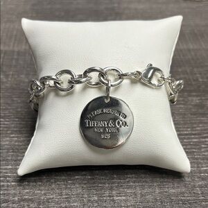 Tiffany & Co. Silver Round Tag Link Bracelet